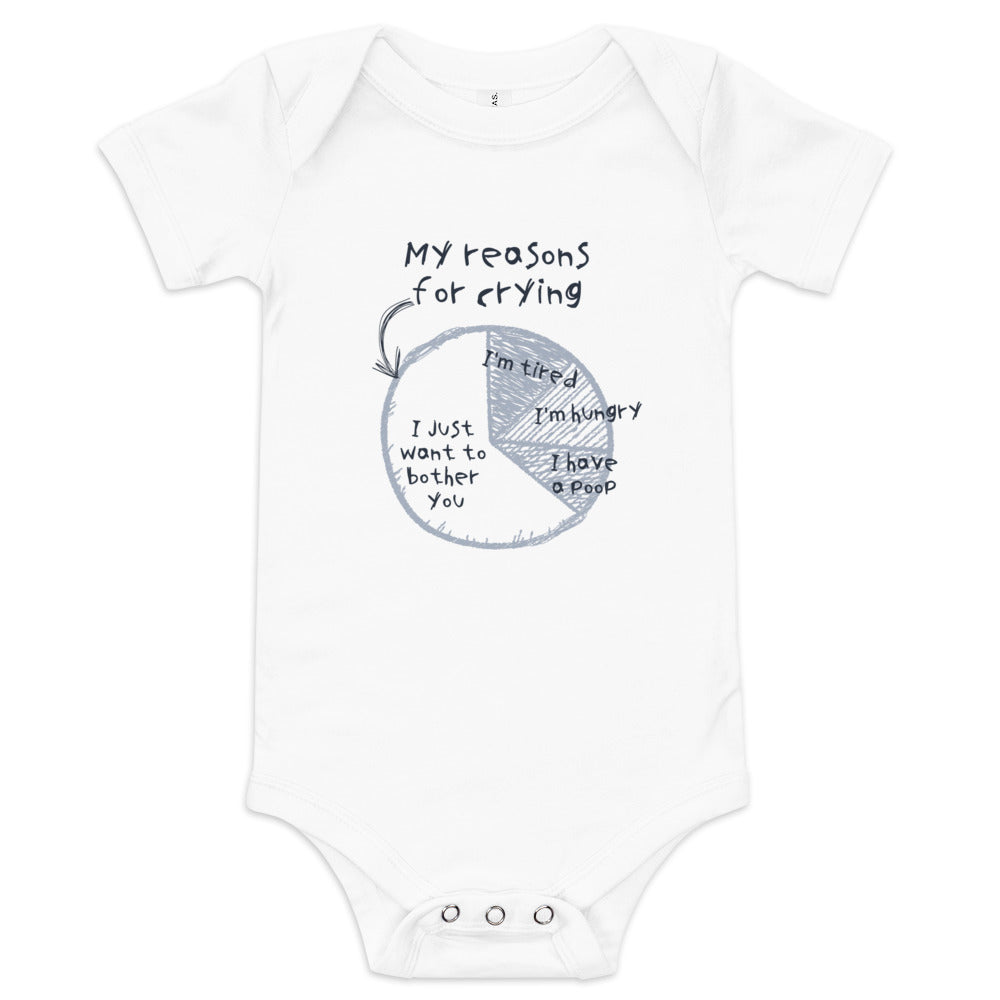 "My Reasons for Crying" Baby Onesie: Una Gráfica Tan Divertida como Adorable