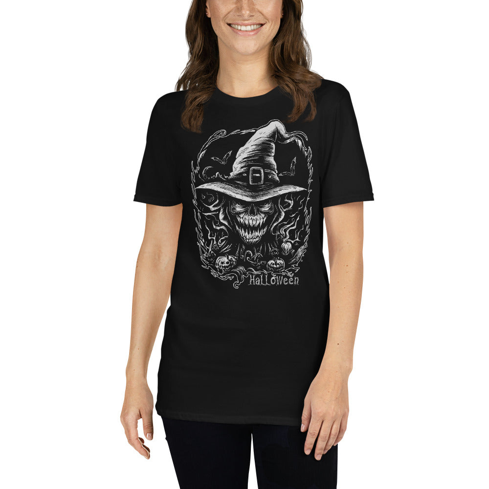 Gothic Allure: Haunting Halloween Ink Art Tee