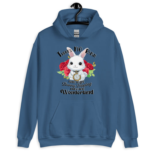 Wonderland Leaps: Sudadera con capucha de conejo 'No hay prisa'